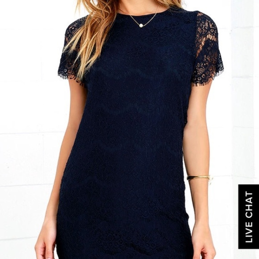 Lulu’s navy lace shift dress